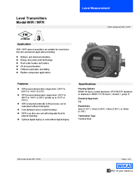 Thumbnail of document Data Sheet - WIR/WFR Level Transmitters
